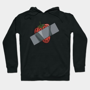 A red strawberry stuck on with some duct tape Hoodie